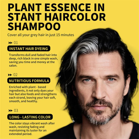 3 In 1 Herbal Healthy Hair Dyeing 500ml Black Hair Dye Shampoo For Men Women Plant Instant Color Shampoo Ginger Black Hair Dye