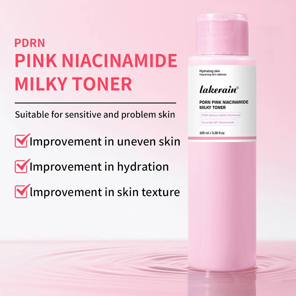 PDRN Pink Niacinamide Milky Toner for Hydrating Moisturizing Soothing Ceramide Glass Glow Skin Milky Toner Korean Skincare