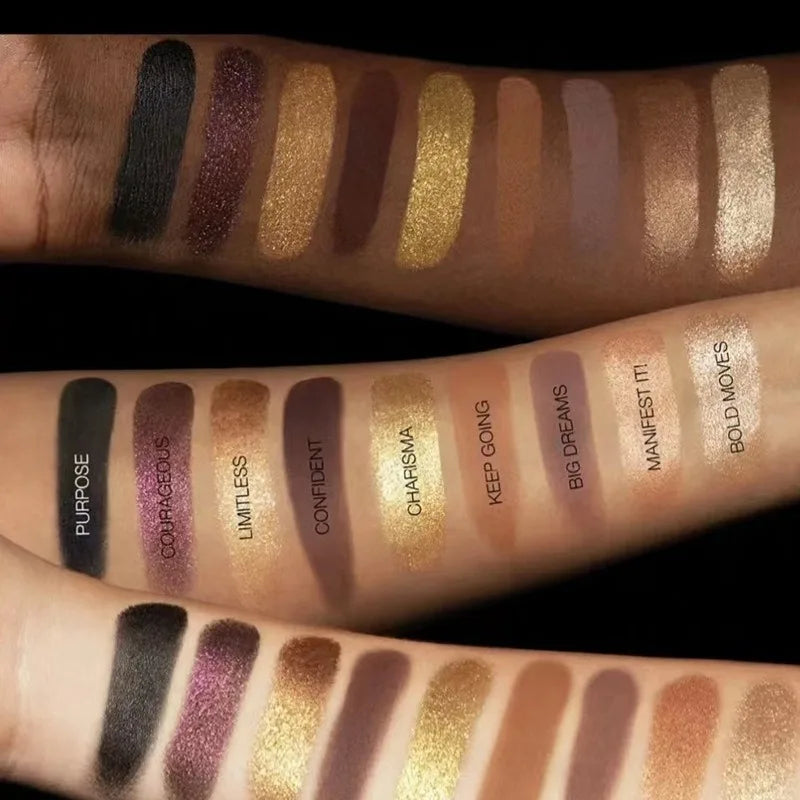 18 Color Golden Eye Shadow Palette Pearl Rose Gold Black Punk Style Matte & Glitter Eyeshadow Makeup Pearlescent Flow