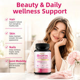 Biotin Collagen - Nourishes The Skin, Slows Down Aging, Promotes Healthy Hair, Strong Nails, and Improves Intestinal Digestion 120 Capsules