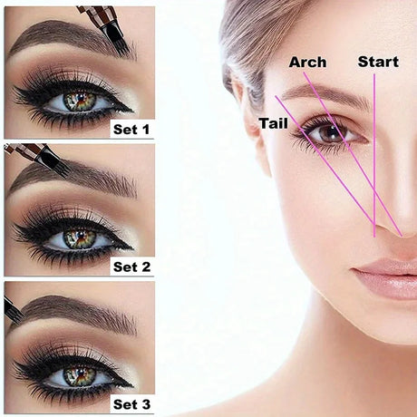 Four-Pronged Eyebrow Pencil, Four-End, Long-Lasting, Non-Smudged, Water-Resistant, Anti-Smudged Eyebrow Pencil
