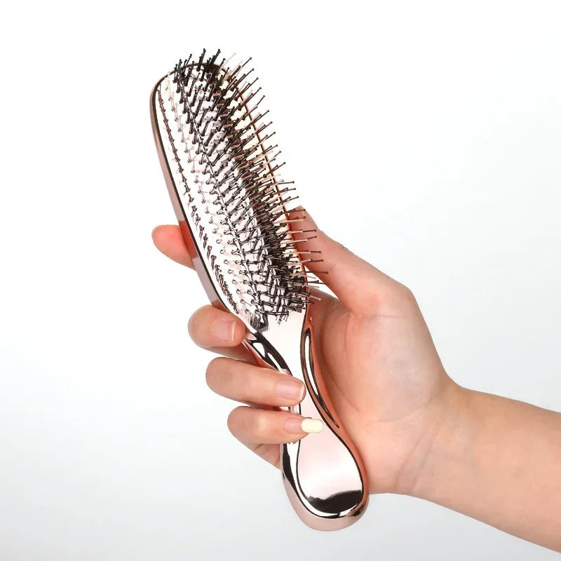 Japanese Premium Head Massager Scalp Brush Hair Massager Shampoo Brush Wet Plastic Detangling Brush Hair Cleaning Comb Rose Gold