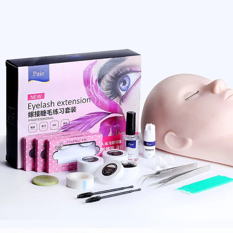 False Eyelash Extension Kit Set for Beginner Lash Brush Tweezers Glue Ring Eye Pad Eyelash Extension Supplies Lash Accessories
