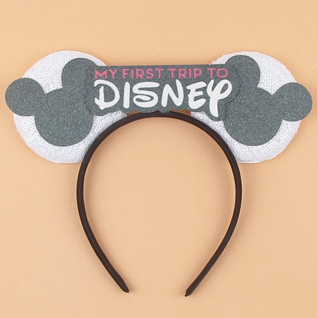 2026 Disney Trip Mickey Ears Headband For Girls Sequin Castle Bow Hairband Cartoon Character Cosplay Hair Accessories Kids Party