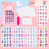 120Pcs Children's Press on Nails Kids Cartoon Acrylic Fake Nails Tips Kawaii Girl Full Cover Short False Nails With Jelly Glue#@