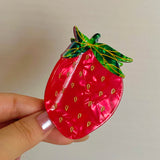 Creative Acetate Strawberry Shark Hairpin Women's Girls Cute Acetate Fruit Accessories Tool Hair Clip Claw For Fixed Headress