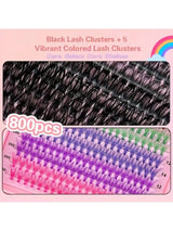 800 Cluster DIY Colored Eyelash Book Set, Including Adhesive And Sealant, Tweezers, Reusable Lightweight DD False Eyelashes
