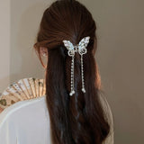New Butterfly Tassel Pearl Grab Clip Twist Clip Is A Fashionable And Versatile Chinese-style Hair Accessory Hair Clips