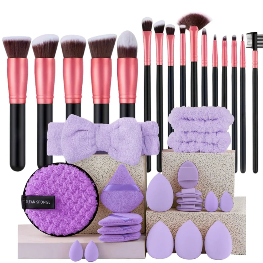 16PCS Professional Makeup Brush Set Premium Synthetic Eyeshadow Contouring Foundation Highlight Setting Powder Eyeliner Blending