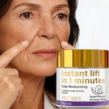 YUITIKUE Instant Lift Face Cream 60g - 1 Min Snail Mucin Firming, Moisturizes, Tightens & Evens Tone, Light Non-Greasy Formula