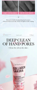 SADOER Sakura Collagen Hand Cream Hands Moisturizing Nourishing Brightening Hydrating Hands Creams Hand Skin Care Products