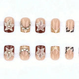 Y2K Cool Girl 3D Embossed Leopard French Press On Nails 24Pcs European Style Self Adhesive Reusable False Nails Daily Party Beauty Accessory