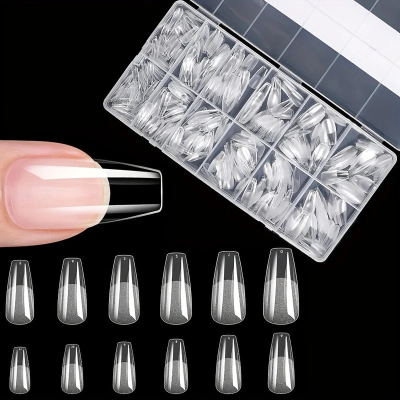 600 Pieces of Fake Nail Tips, Matte and Semi-Matte Effect, Almond French Coffin Shape, Stiletto Oval Square Shape, Thickened Fingertips at the Front
