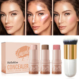 4pcs Set of Contour Stick, Highlight Stick, Blush Stick, Contour Brush, Shapes the Face Contour, Non-Greasy, Waterproof