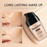 LAIKOU Liquid Foundation 3 Shades Waterproof Hydrating Full Coverage Long Lasting Natural Matte Face Makeup Base 30ml