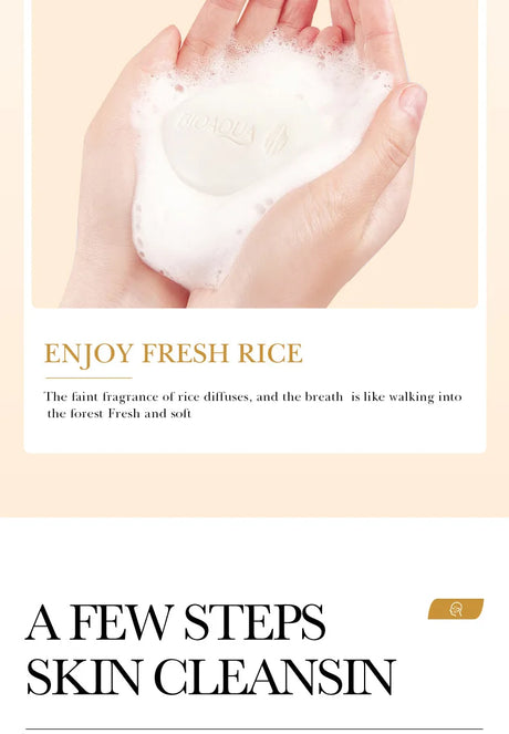 BIOAQUA White Rice Raw Pulp Facial Soap Face Wash Foam Facial Cleanser Moisturizing Whitening Body Bathing Handmade Soap