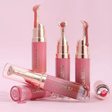 Lip Repair Plumping Lip Gloss, Metal Massage Wand Hydrating Mirror Glass Lip Oil, Waterproof Non-sticky Shiny Lip Tint