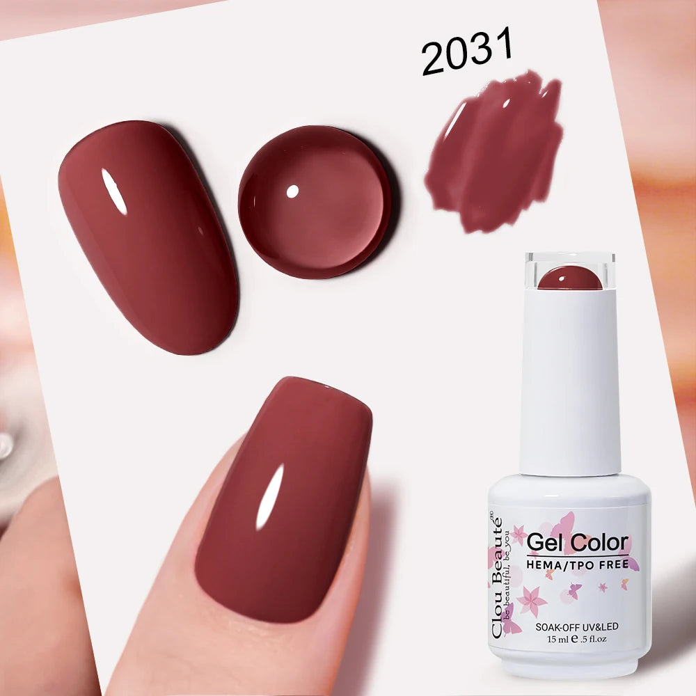 Clou Beaute Grey Color Nail Gel Polish Full Coverage Nail Polish Dark Red Gel Lacquer Varnish Vernis Semi Permanent Nail Art