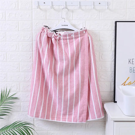 Wearable Cotton Bath Towel for Men and Women, Bath Skirt Wrap with Button, Shower Sauna, Spa Body Robe, Beach Towel, 140x70cm