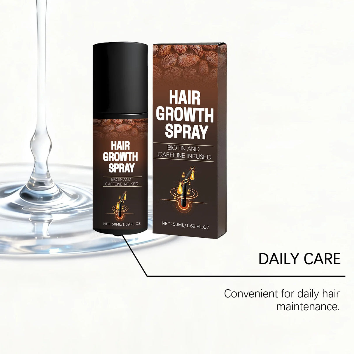 Biotin Caffeine Hair Serum Spray Deep Hydrating Nourishment Strengthen Hair Roots Reduce Hair Loss Smoothing Shiny Hair Care