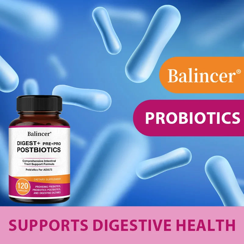 Postbiotics & Digestive Enzymes Capsules, Support Gut Wellness, Daily Digestive Comfort and Immune Balance, Vegan, Non-GMO