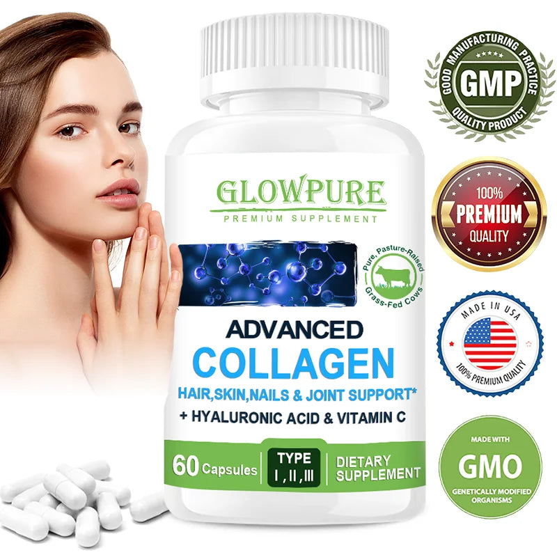 Multi Collagen Peptides Capsules  for Women Men Skin, Wrinkles, Antioxidant, Joint Supplement