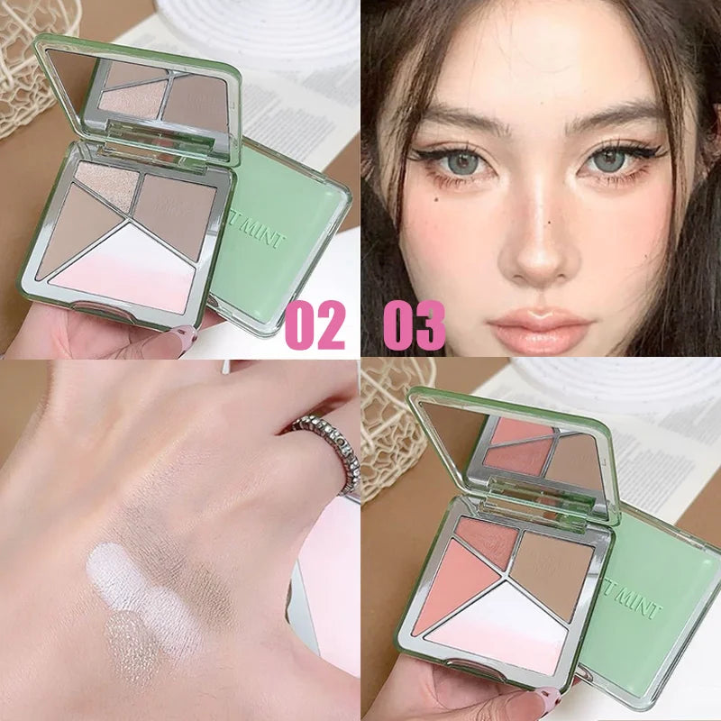 All-in-One Contour Palette Makeup Pearlescent Highlighter&Matte Nose Shadow Shimmer Sculpt&Define Beauty Natural Finish Cosmetic