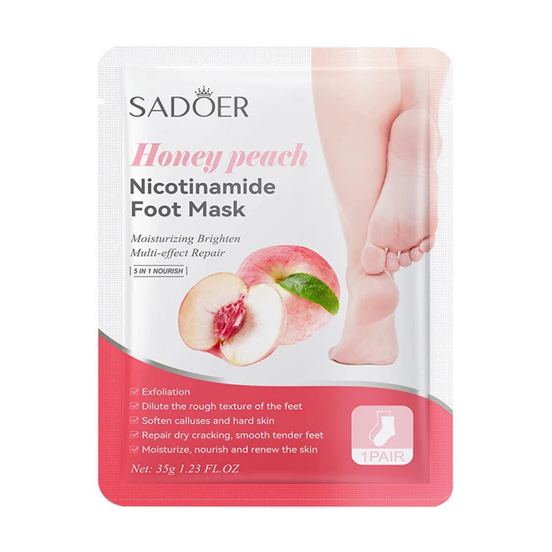 6 Pairs SADOER Fruits Foot Mask Moisturizing Foot Peeling Mask Exfoliating For Feet Spa Pedicure Exfoliant Feet Skin Care
