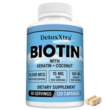 Biotin 20000mcg + Zinc + Keratin Capsules - Hair Growth, Strong Nails, Radiant Skin & Joint Support, Anti-aging Supplements