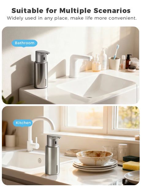 480ml Kitchen Soap Dispenser Automatic Sensor Hand Sanitizer Machine Intelligent Electric Body Wash Soap Dispenser 304 Stainl