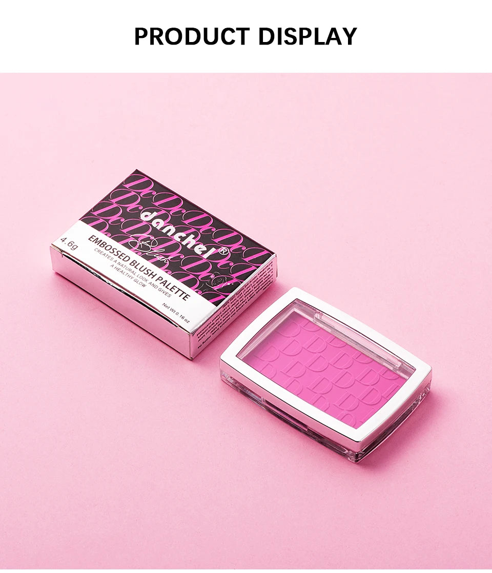 Matte Embossed Blush Palette High Pigmented Pink Coral Cheek Blush Powder With Professional Makeup Brush