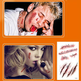5/10pcs Halloween Scar Temporary Tattoo Stickers Red Blood Clot Face Tattoo Waterproof Cosplay Gifts For Men Women Party Decor