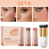4pcs Set of Contour Stick, Highlight Stick, Blush Stick, Contour Brush, Shapes the Face Contour, Non-Greasy, Waterproof