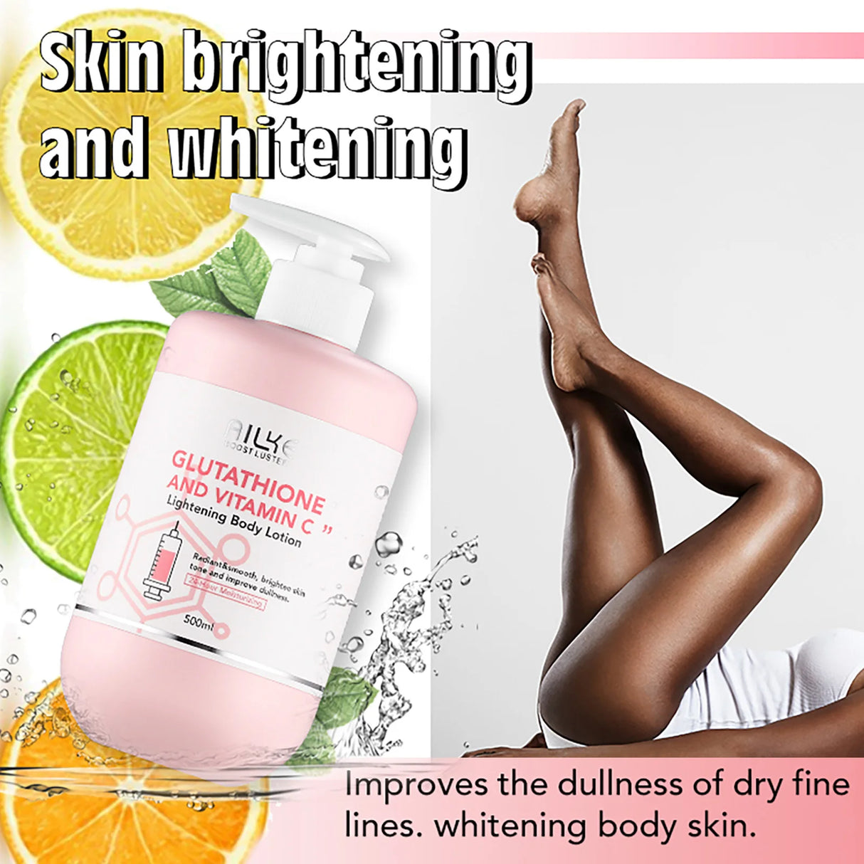 AILKE Glutathione & Vitamin C Kit, With Whitening Lotion, Moisturizing Cream, Lightening Soap, Spa Oil, Glowing Body Cream