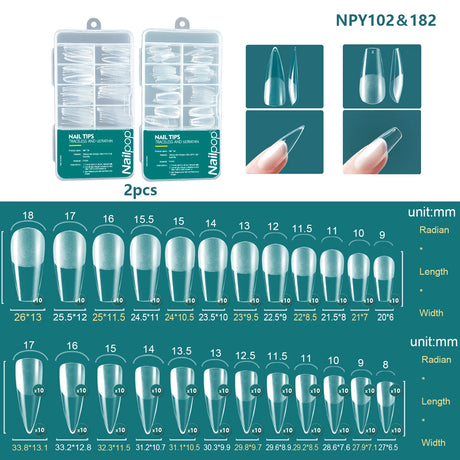 Nailpop 120pcs/box Gel X Nail Tips Medium Short Shape Almond/Square/Soft Gel Nail Tips False Nails Soak Off Easy Nail Extensions