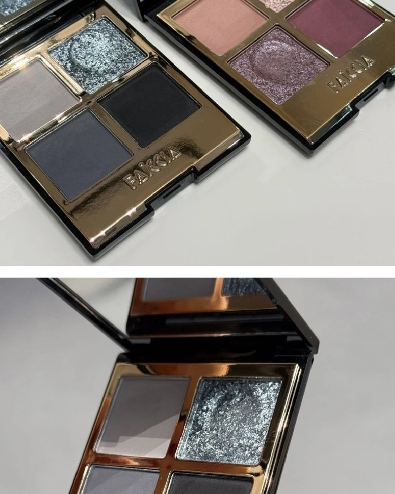 Faiccia 4-Color Mojito Eyeshadow Palette - Earth Pink Brown, Glitter Matte, Brightening, Perfect for Daily & Party Looks