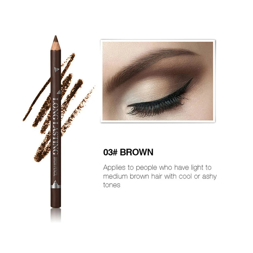 2pcs MENOW 3 Colors Long Lasting Waterproof Eyebrow Pencils Double Use Wooden Pole Eyeliner Permanent Makeup Tattoo Accessories
