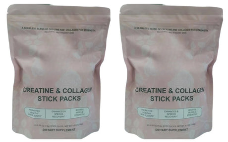 Creatine & Collagen Powder Stick Packs Supports Strength Recovery & Skin Health – Daily Nutrition Supplement  20Servings Per Bag