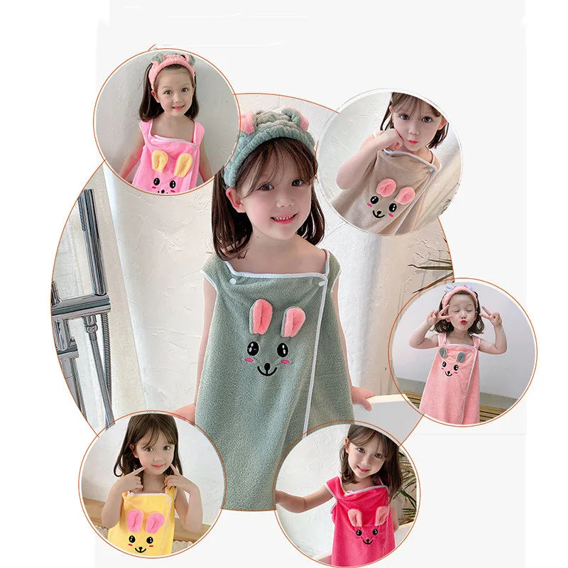 Children's bath towel, bathrobe, Wrap shower skirt Super soft children's absorbent beach towel suitable for 3-1 4year old girls