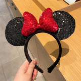 Mouse Ears Headband Girls Polka Dot Bow Sparkling Cartoon Hairdband Holiday Party Travel Hair Accessories Festival Party