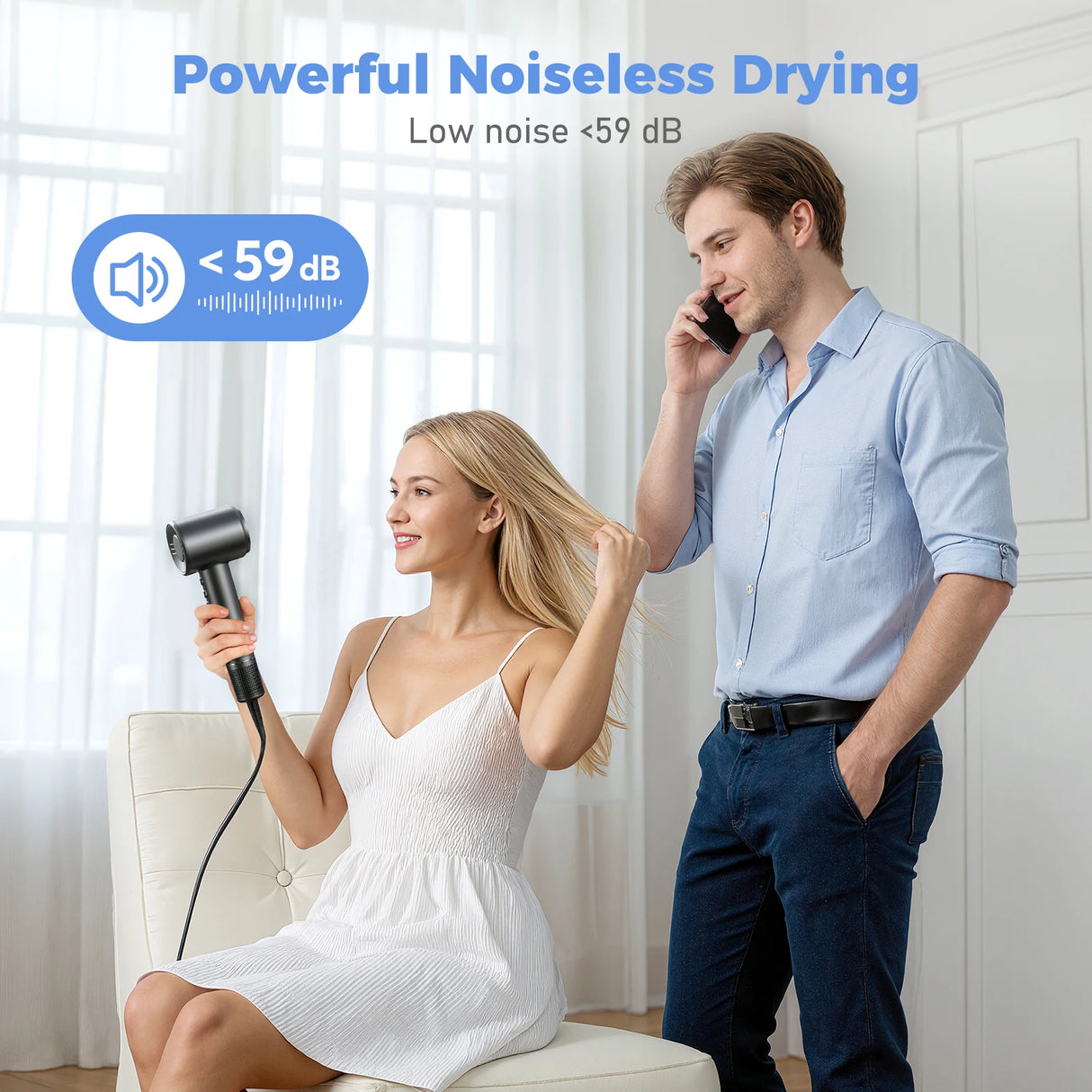 120000 RPM Hair Dryer Negative Ionic Blow Dryer Brushless Motor 40M/S Fast Drying High-Speed Low Noise Thermo-Control Hairdryer 500M Negative Ions Fast Dryingfor Curly & Straight Hair