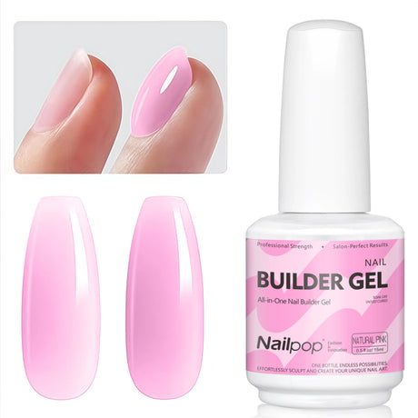 Nailpop 15ml Builder Gel Nail Polish for Nail Apex & Extension Strengthener Upgraded Soak Off UV Gel Rhinestone Glue 4 Colors