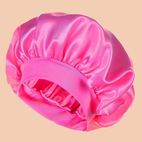 1Pc Women Wide Brim Satin Bonnet, Solid Color Waterproof Shower Cap Soft Silk Hair Protection Hat