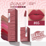 DUNUF Matte Velvet Lip Gloss, 3D Plumping & Waterproof, Square Tube Lipstick, Easy Application, 8 Shades (All-in-One)