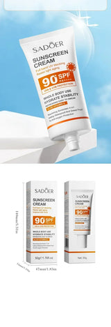 SPF90+ sunscreen, UV protection, whitening sunscreen, moisturizing, whitening, facial and body sunscreen, skin care, anti-aging