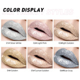 QIBEST Metallic Glitter Liquid Lipstick Makeup Waterproof Lip Gloss Long-lasting Shimmer Metal Diamond Lip Glaze Tint Charming