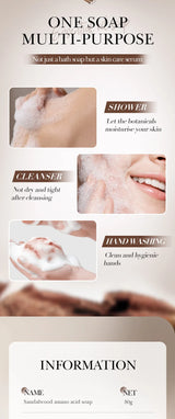 SADOER Sandalwood Essential Oil Facial Soap Face Wash Foam Facial Cleanser Moisturizing Cleaning Body Universal Handmade Soap