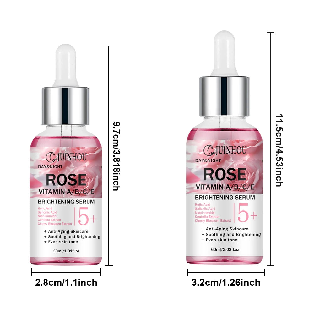 JUINHOU Natural Rose Vitamin ABCE Face Serum for Dull Uneven Skin Daily Hydrating Face Care Improve Skin Radiance Daily Skincare