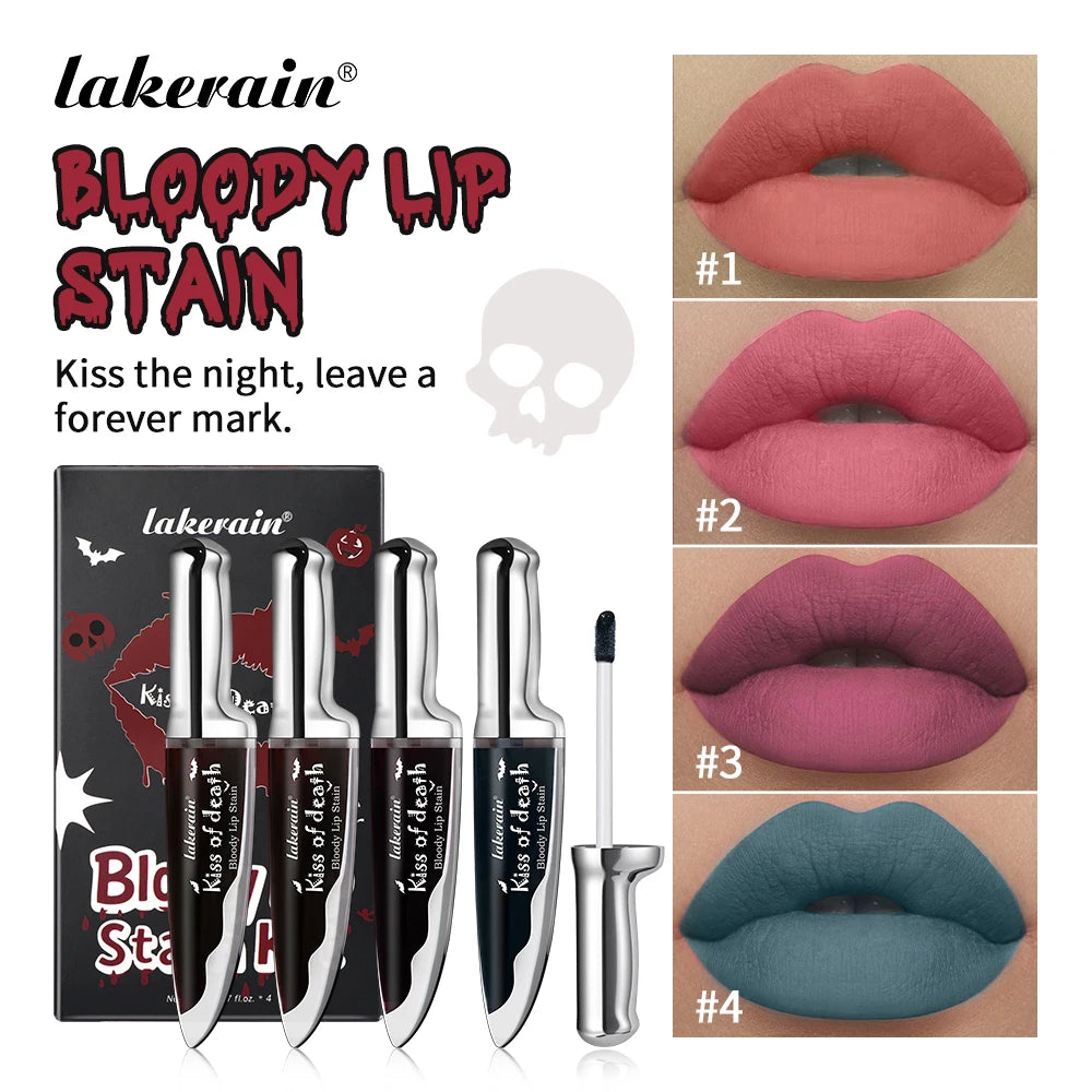 Lakerain Fake Bloody Lip Stain Gel-like Waterproof Spill-proof Long Lasting Matte Lip Tinting Halloween Party Lip Cosmetics