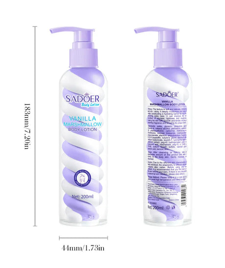 Vanilla Marshmallow Body Lotion Smooths and Refines Skin, Improves Dryness, Tightness, and Roughness, and Moisturizes the Skin.